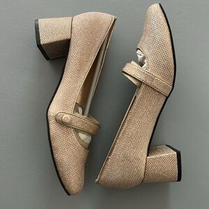 New Isaac Mizrahi Glitter Mary Jane Dress Pumps in Rose Gold Size 7